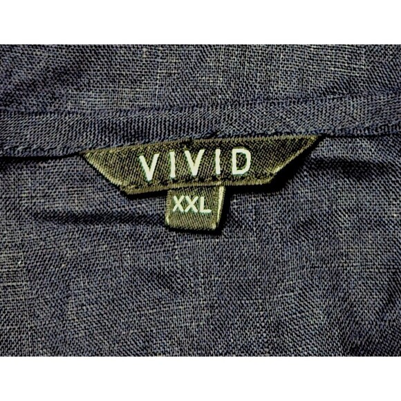 VIVID Women's Navy Blue Linen Maxi Dress Sleeveless Long Double Skirt Plus XXL - Picture 2 of 7